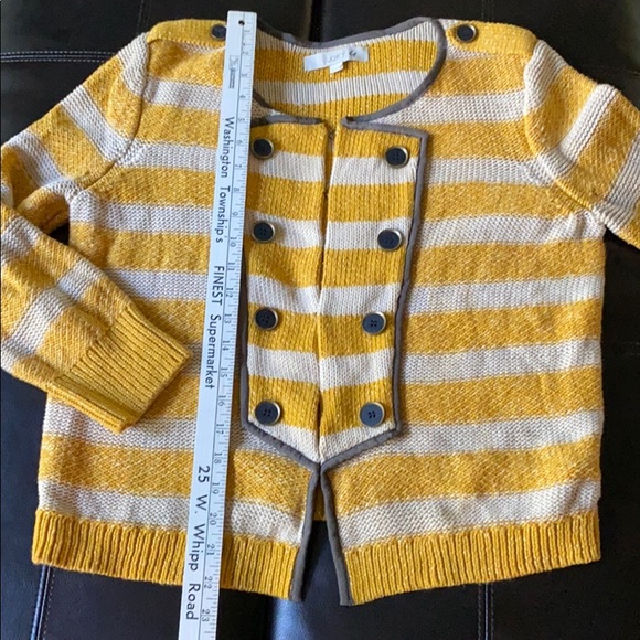 Ann Taylor Loft Mustard & Cream Striped Cardigan - Picture 11 of 14